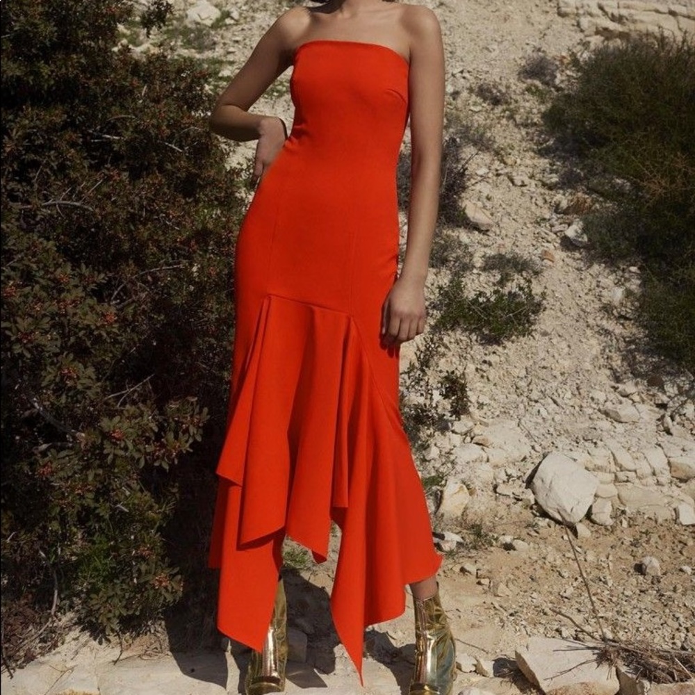 Solace London Veronique Strapless Midi Dress